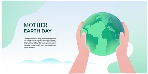 banner of hand carrying earth