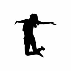 Fototapeta na wymiar jumping girl silhouette, happy girl