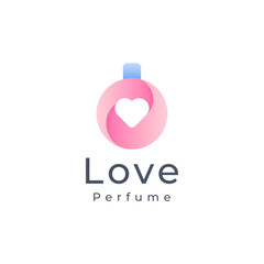 luxury bottle perfume colorful with heart logo template. logo for cosmetic, beauty, salon, product, skin care.