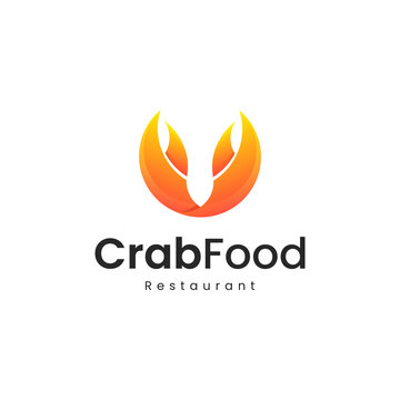 crab claw gradient colorful logo, sea food modern logo
