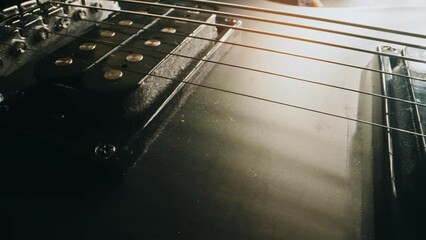 Close-up shot of semi-acoustic electric guitar. - Powered by Adobe