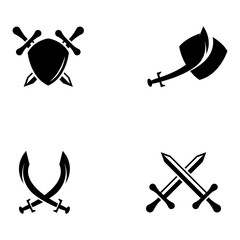Sword, shield and king's sword logo. Logo design vector illustration template.