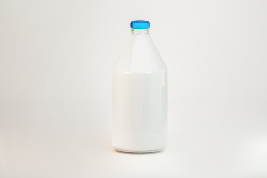 Front view Milk bottle mockup. Zero waste glass bottle of milk with space for your logo branding. World Milk Day render 3d