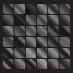Fototapeta na wymiar Black gradients vector set. Metal dark backgrounds design. Black gradient swatches for backgrounds, covers, web, banner, ribbon, coin, label, flyer, card etc. Vector template EPS10