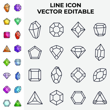 Gems stones. Diamond jewels luxury set icon symbol template for graphic and web design collection logo vector illustration