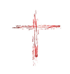 Bloody cross. Cross made of drops of paint. Vector illustration