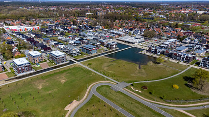 Fototapeta na wymiar Emsauenpark Lingen Emsland Park Drohne Luftaufnahme
