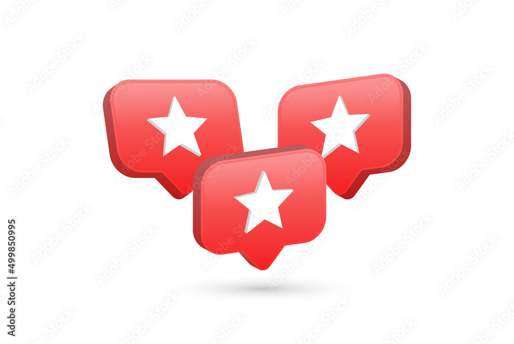 Poster 3d star favorite icon in modern glossy speech bubble for social media notifications icons - book mar