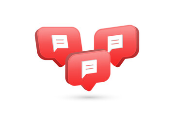 3d comment icon in modern glossy speech bubble for social media notifications icons - chat message bubbles social network reactions	 - obrazy, fototapety, plakaty