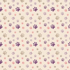 Dog and Cat paw seamless pattern vector doodle abstract animal footprint background for fabric, texture and wallpaper illustration for digital and print materials.