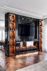 fireplace in the living