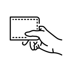 Hand holding purse color line icon. Pictogram for web page