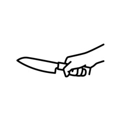 Hand holding knife color line icon. Pictogram for web page