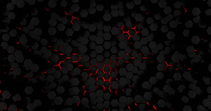 animated background of the black hexagons with red outlines