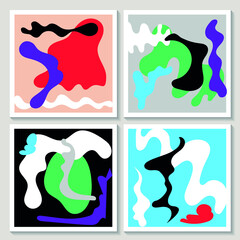 Abstract artistic shapes. Hand drawn creative banners vector set. Cool wall poster templates. Hand drawned art. Graffiti background. Matisse style.