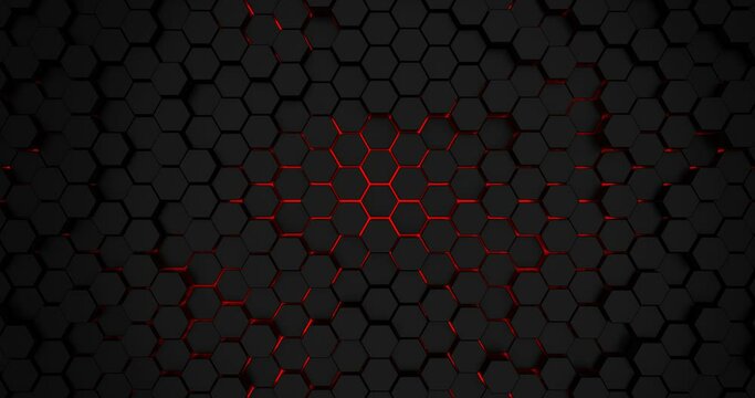animated background of the black hexagons with red outlines