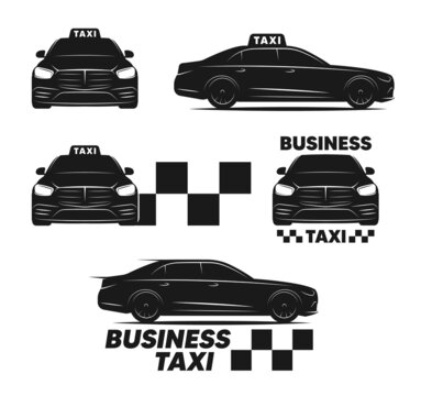 Taxi logo. Luxary car silhouette. Business class taxi.