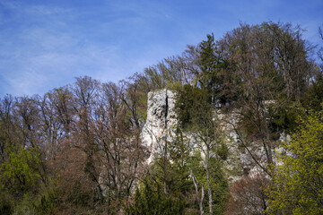Danube breakthrough from Kelheim to Weltenburg monastery with rocks and the current of the Danube