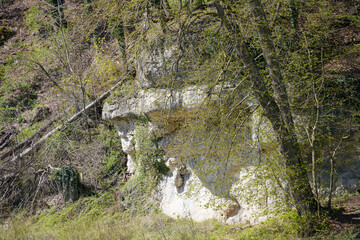 Danube breakthrough from Kelheim to Weltenburg monastery with rocks and the current of the Danube
