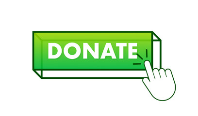 Donate with cursor button. Internet icon. Pointer click icon. Vector stock illustration.