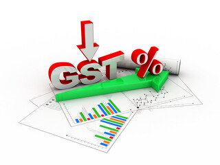 3d rendering GST Tax India with percentage
