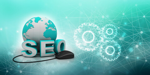 3d rendering mouse attached to word seo search engine optimization 