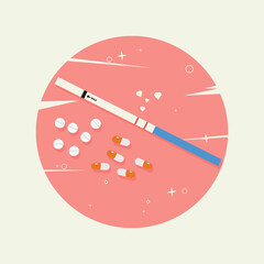 Pregnancy test and medicine design vector