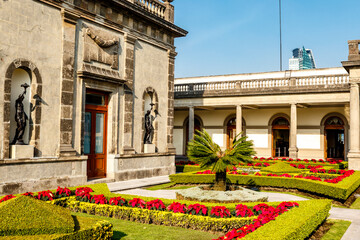 Facade of the Castillo de Chapultepec castle in Mexico City, Mexico, North America