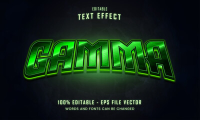 Green gamma bold gaming style editable text effect Premium Vector