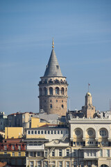 View of Galata Tower. Galata Tower (Galata Kulesi) is a medieval stone tower in the Galata/Karakoy quarter of Istanbul, Turkey.