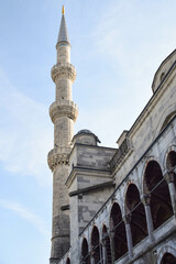 Sultan Ahmed Mosque minaret in Istanbul, Turkey