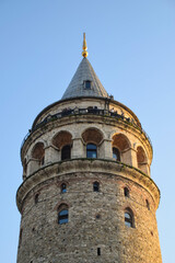 View of Galata Tower. Galata Tower (Galata Kulesi) is a medieval stone tower in the Galata/Karakoy quarter of Istanbul, Turkey.