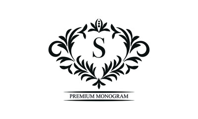 Exquisite monogram template with the initials S. Elegant logo for cafes, bars, restaurants, invitations. Business style and brand of the company.