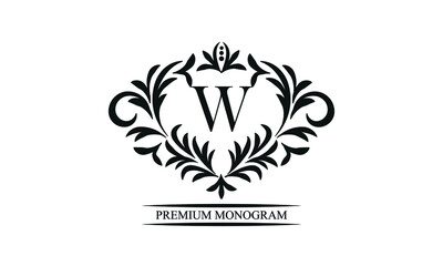 Exquisite monogram template with the initials W. Elegant logo for cafes, bars, restaurants, invitations. Business style and brand of the company.