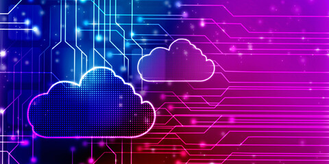 Fototapeta premium 2d rendering technology Cloud computing 