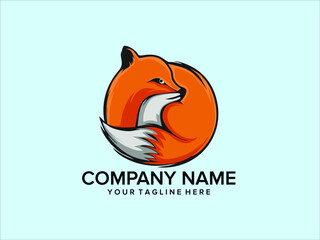 unique circular fox logo vector