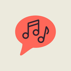 Musical note speech bubble vector icon