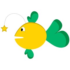 Funny cartoon sea fish. Flat