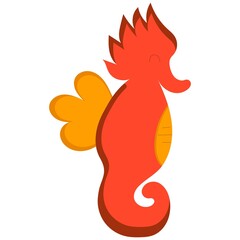 Cute cartoon seahorse. flat illustration