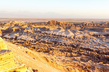 Sunset at Valle de la Luna Moon Valley in the Atacama desert in North Chile, South America