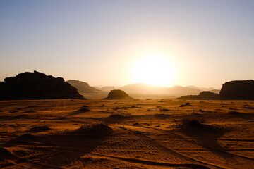 Sunset in Wadi Rum desert in Jordan