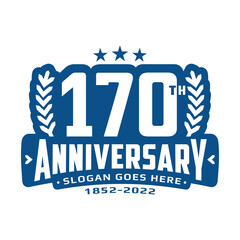 170 years anniversary logo design template. 170th anniversary celebration logotype. Vector illustration. 