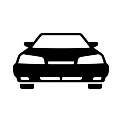 Car icon. Black silhouette. Front view. Vector simple flat graphic illustration. Isolated object on a white background. Isolate.