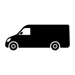 Van icon. Cargo minibus. Black silhouette. Side view. Vector simple flat graphic illustration. Isolated object on a white background. Isolate.