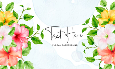 beautiful watercolor hibiscus flower floral background