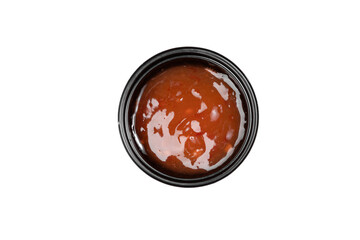 soy sauce in a dish for sauces on a white background