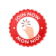 Join Us Now label. Web banner template. Vector stock illustration.