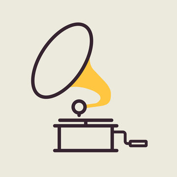 Gramophone vector icon. Music sign