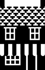 Urban house in black and white color palette. Vector Illustration monochrome old city house in european style.