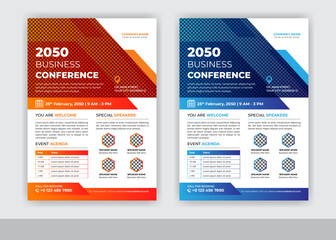 Abstract Business Conference And Event Flyer Template Design Vector